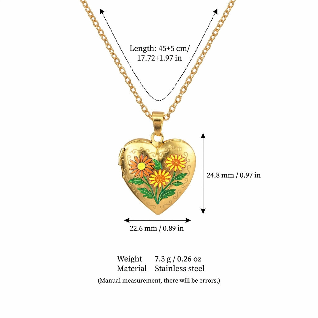 December Blossom Heart Shaped Openable Necklace
