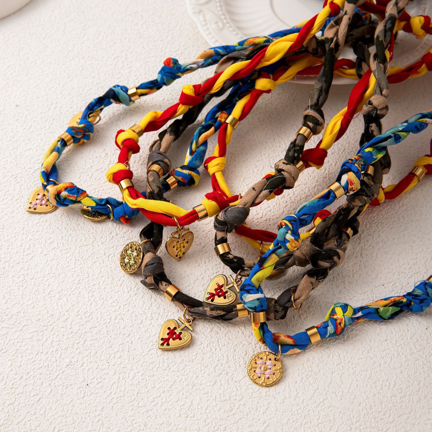 Stainless Steel Rope Multicolor Heart Pendant Necklace