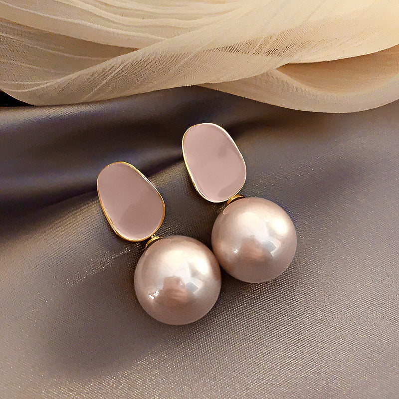 Girlish Wrinkled Heart Earrings Women Silver Needle Flower Cat Eye Pearl Studs Fashion