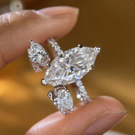 Marquise Moissanite Ring - Sterling Silver - Thread Theory
