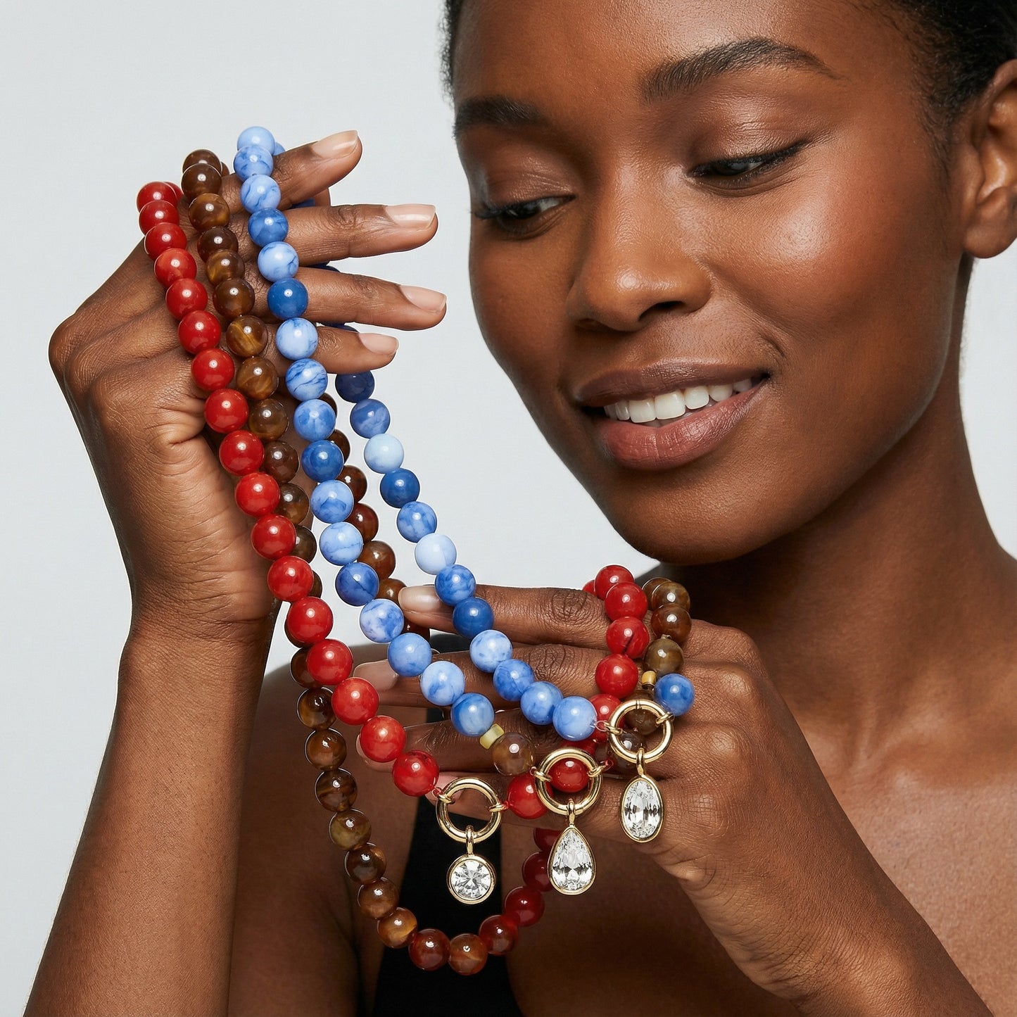 New Arrival Beaded Zircon Necklace Made Of Stainless Steel