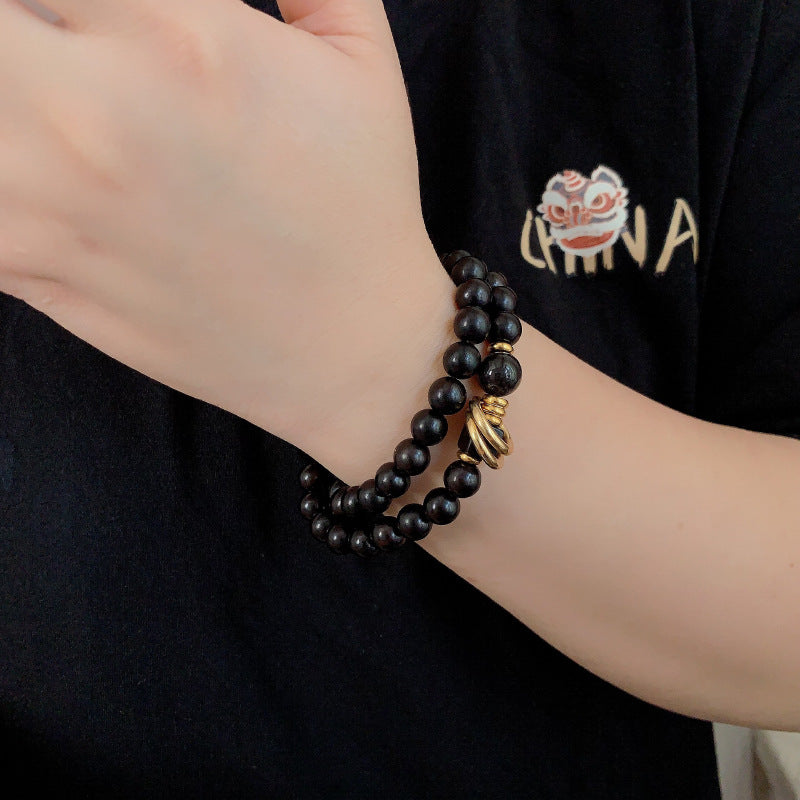 Ebony Double-layer Bracelet, Niche Ethnic Style For Men And Women