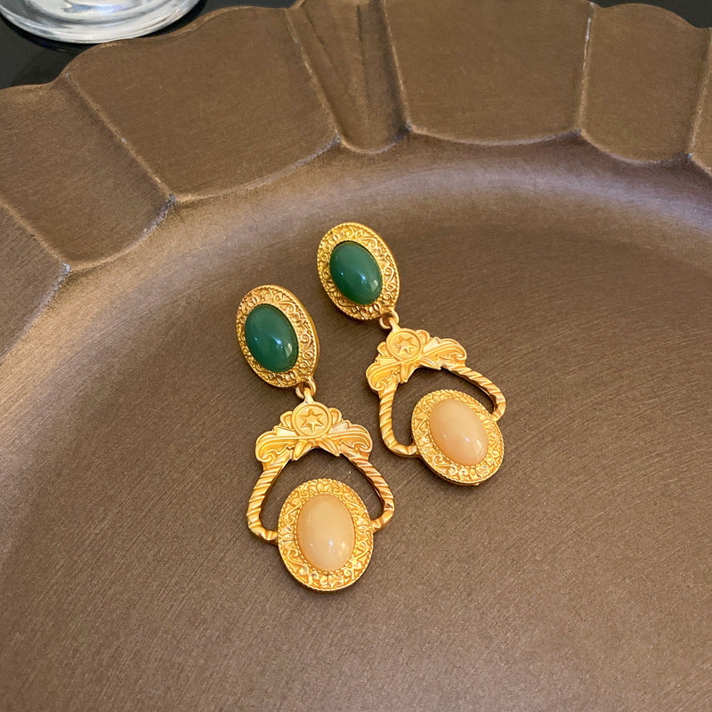 Vintage Medieval Niche Earrings Women Retro Stud Earrings Elegant Luxury Jewelry