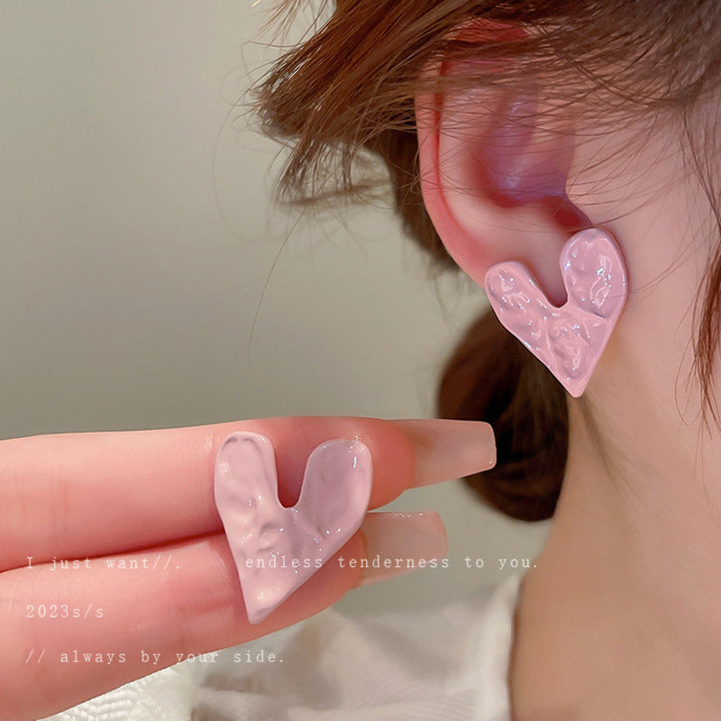 Silver Post Cute Heart Flower Earrings For Women Cat's Eye Pearl Studs Elegant Premium Jewelry