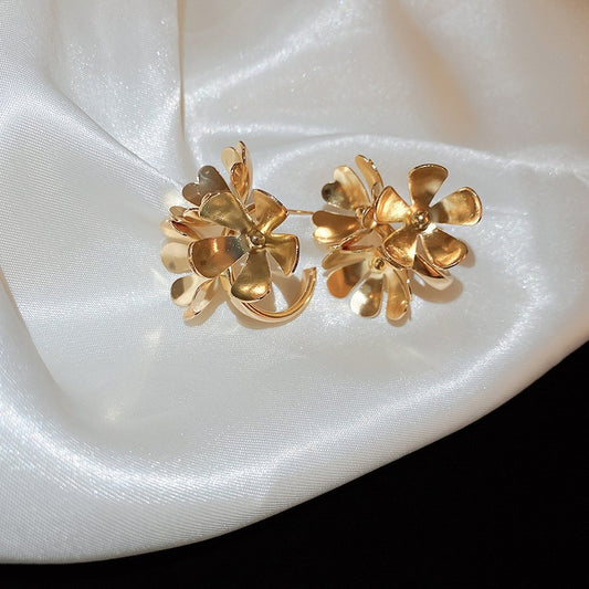 Vintage Floral Round Drop Earrings