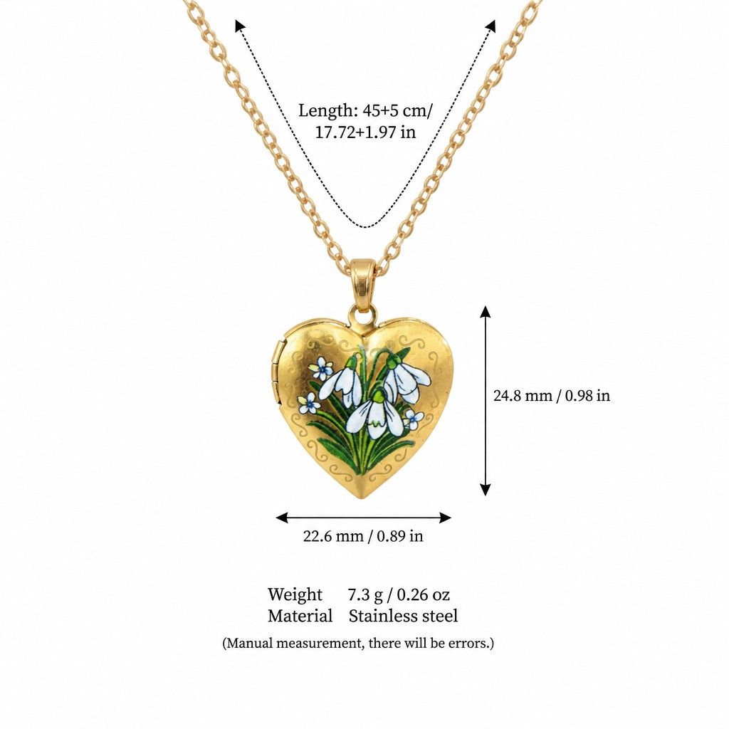 December Blossom Heart Shaped Openable Necklace
