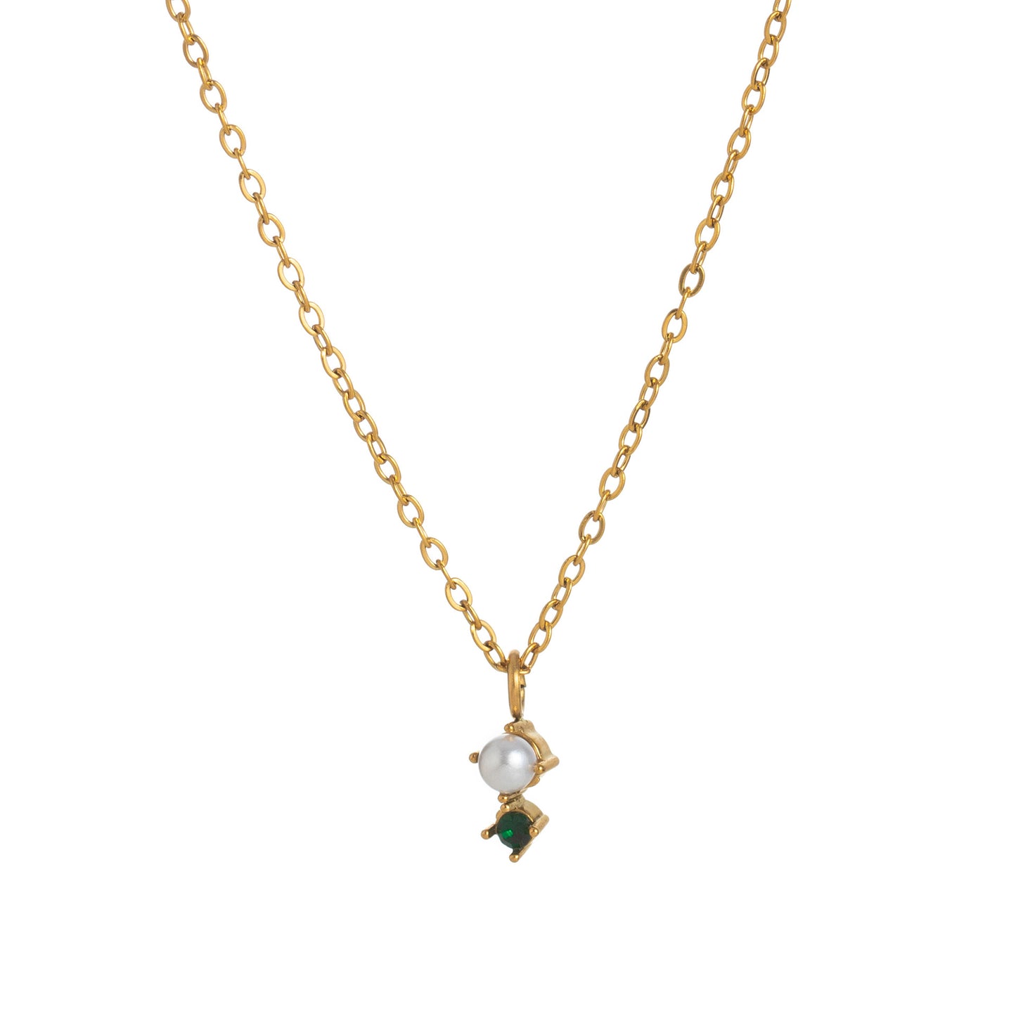 Titanium Steel 12 Birthstone Zircon Womens Necklace