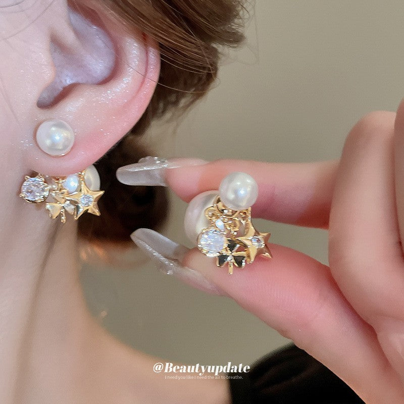 Silver Post CZ Diamond Floral Geometric Earrings Women Niche Fashion Versatile Premium Jewelry
