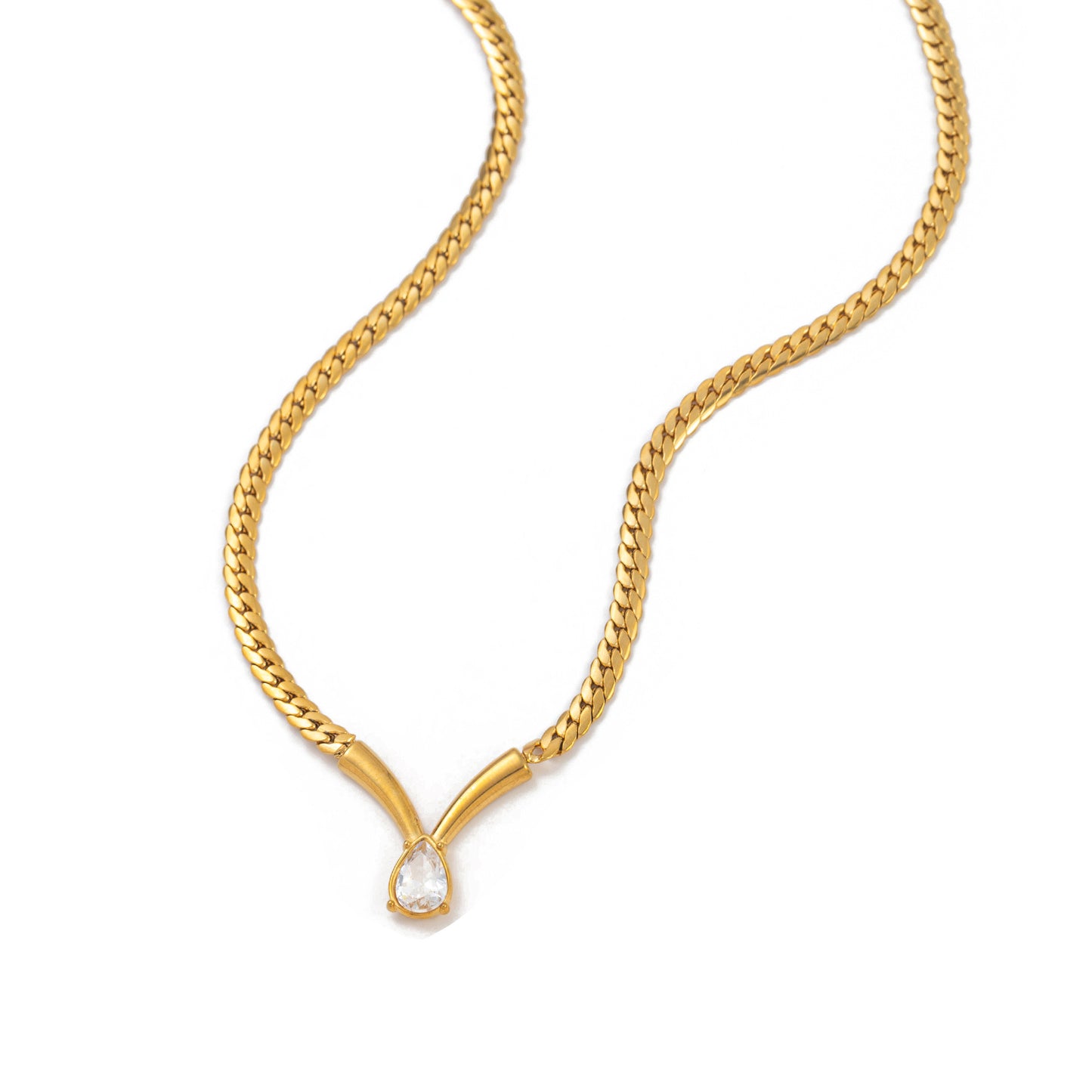 Fashionable Lightly Luxurious Waterdrop Zircon Necklace