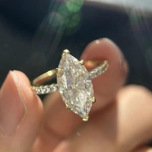 Marquise Moissanite Ring - Sterling Silver