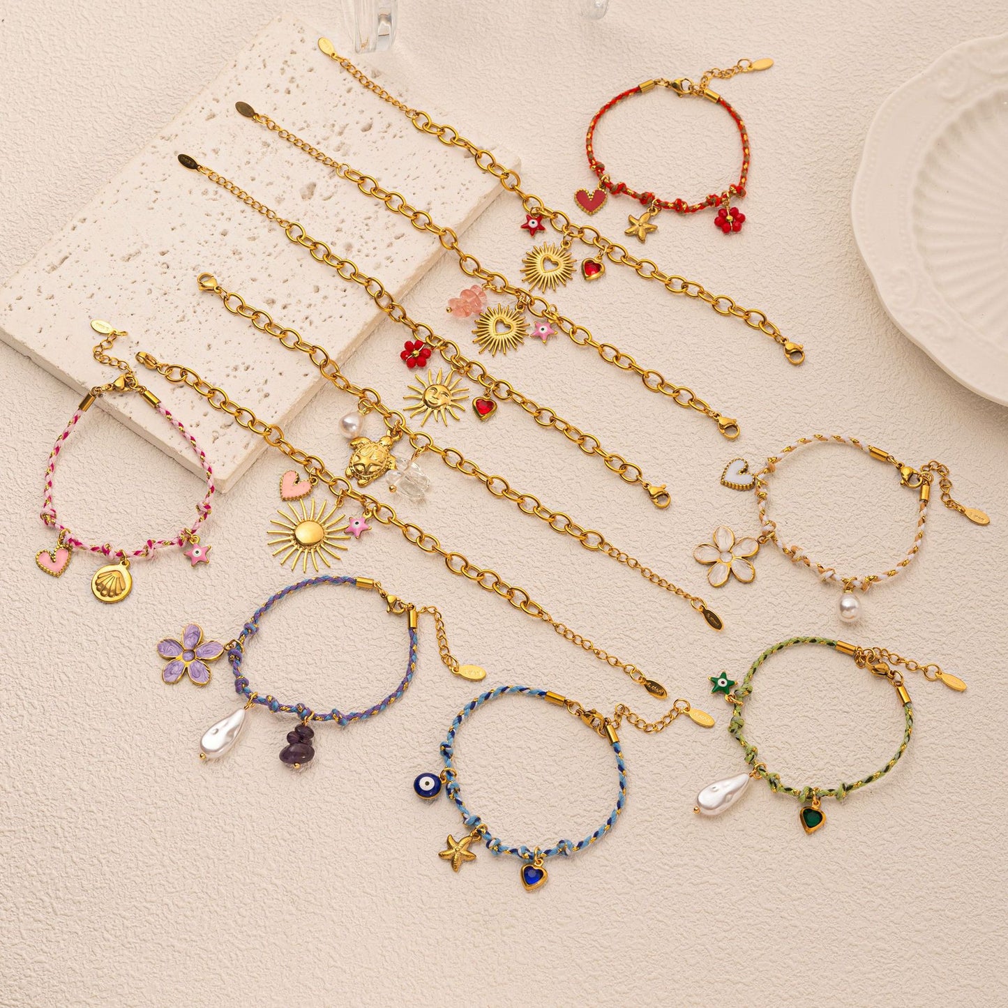 New Handmade Colorful Braided Rope Titanium Steel Bracelet For Women