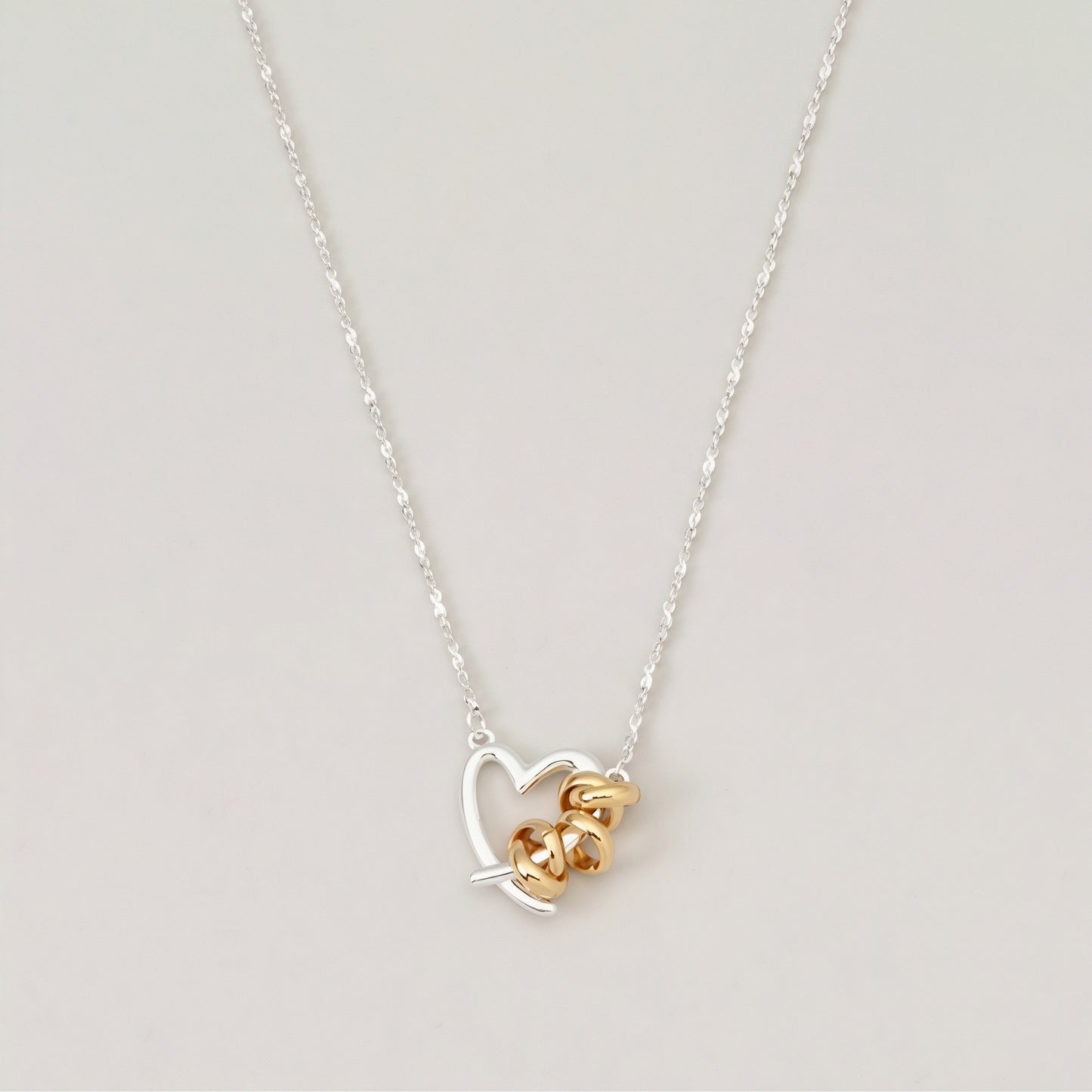 Gold And Silver Contrast Heart-wrapped Necklace