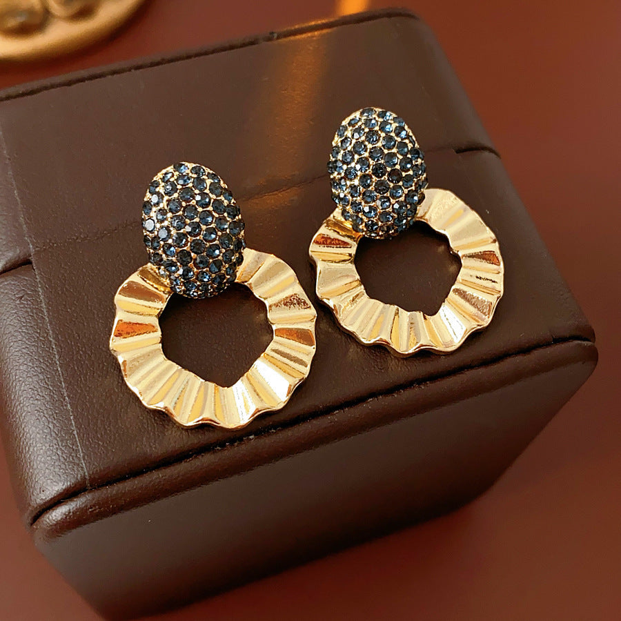 S925 Silver Post Rhombus Crystal Fringe Earrings Female Vintage Rhinestone Tassel Fashion Jewelry