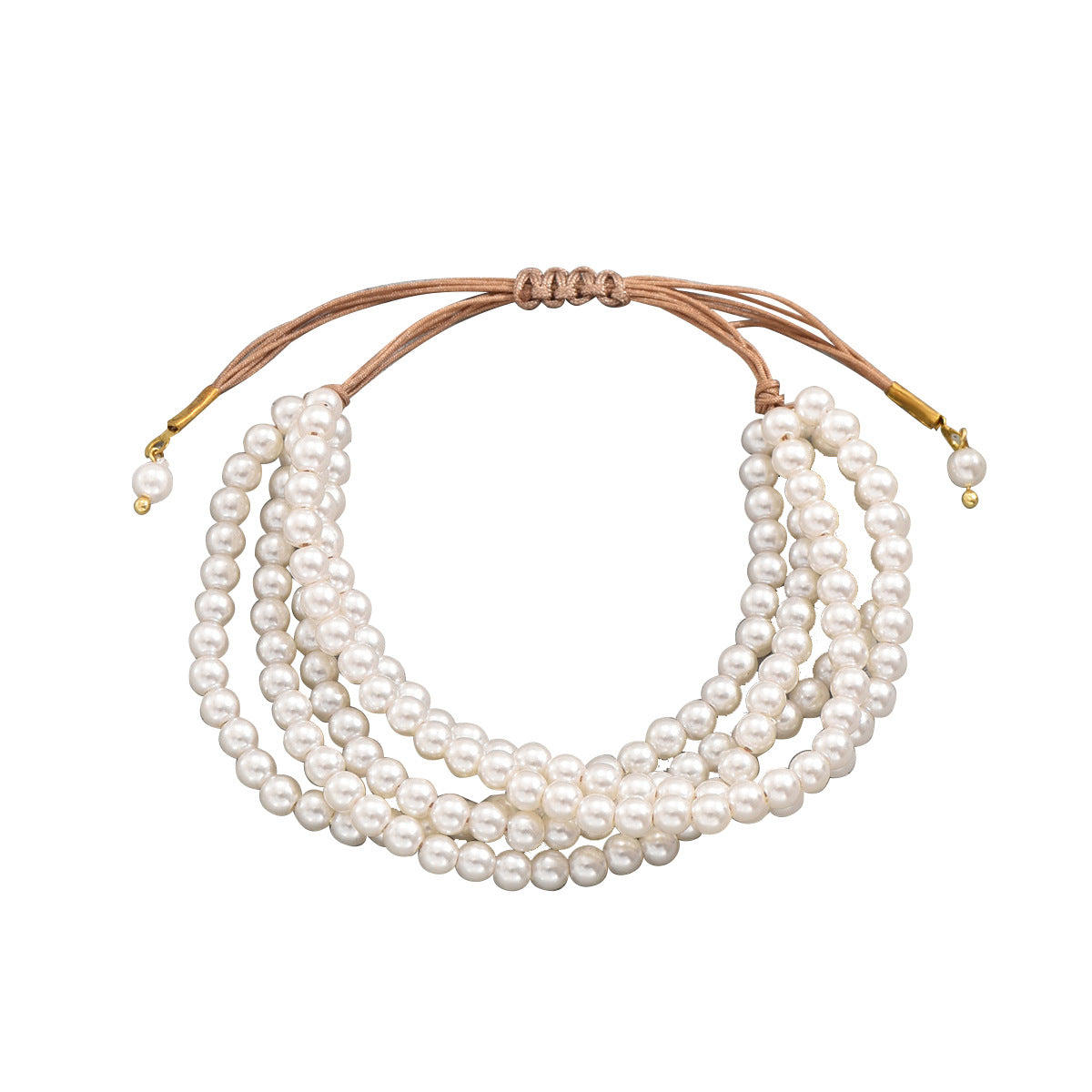 European American Multi-Layer Women Bracelet, Unique Strung Faux Pearl Niche Adjustable Premium Texture Wrist Jewelry, Versatile Daily Hand Accessories