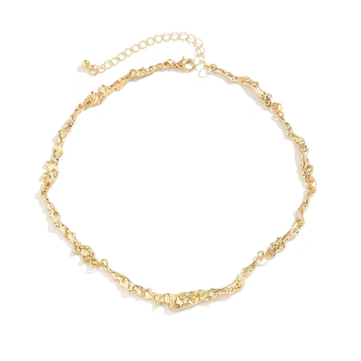 Light Luxury European American Women Clavicle Necklace, Geometric Lava Irregular Spliced Shape Design, Niche Versatile Daily Neck Jewelry For Ladies