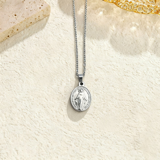 Stainless Steel Virgin Mary Pendant Necklace