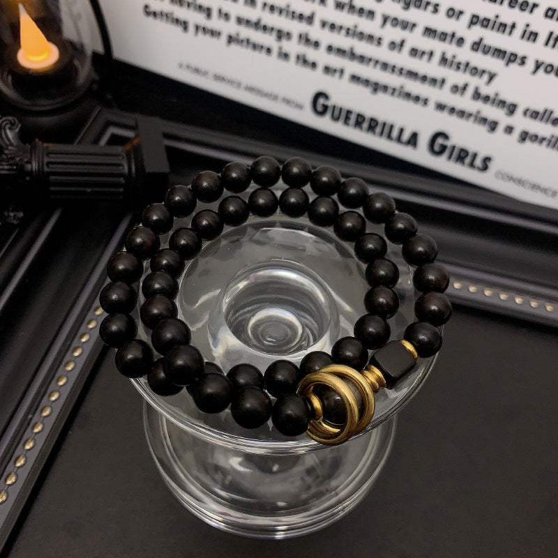 Ebony Double-layer Bracelet, Niche Ethnic Style For Men And Women