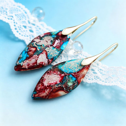 Yellow Natural Stone Leaf Earrings