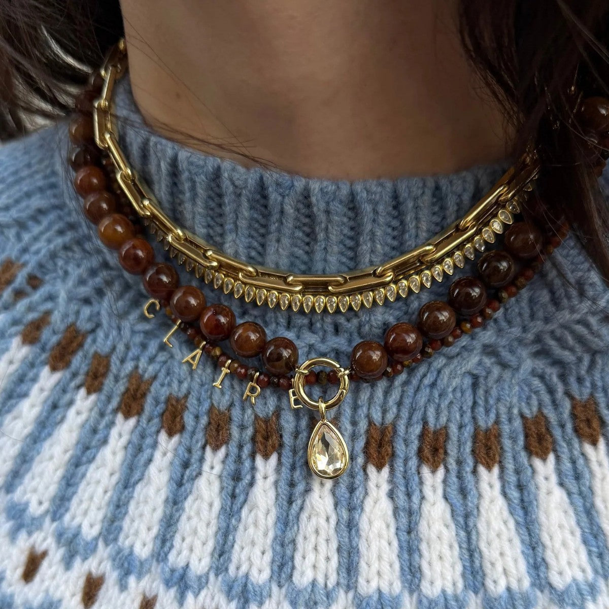 New Arrival Beaded Zircon Necklace Made Of Stainless Steel