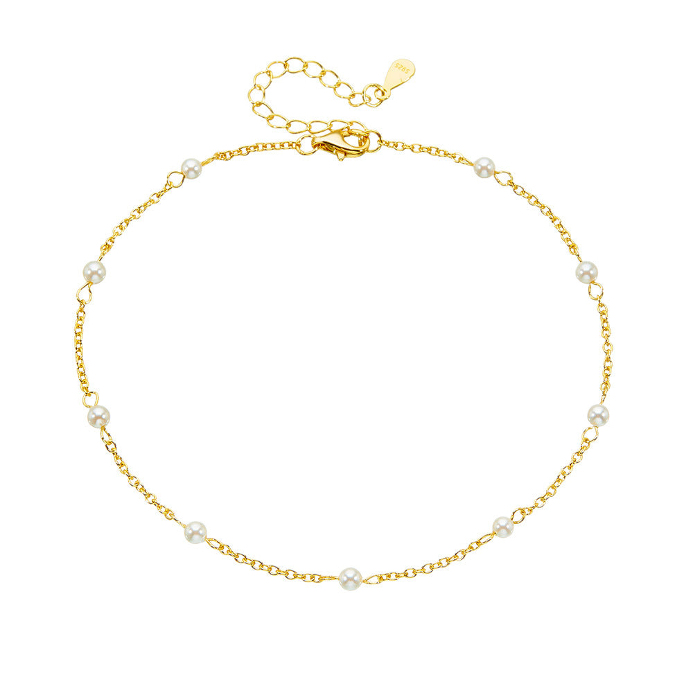 Womens Summer Pearl Beach Anklet