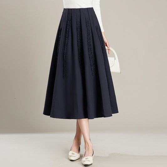 Pleated Black Maxi A-Line Dress