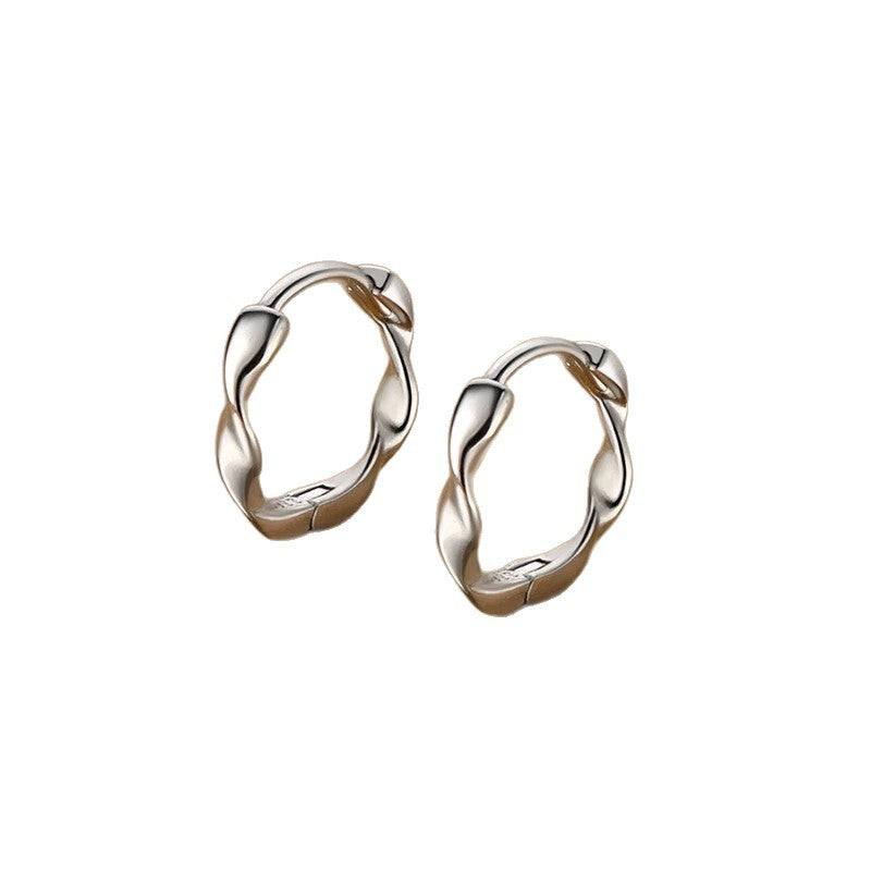 Wavy Twisted Metal Stud Earrings - Minimalist Fashion Jewelry for Women Daily Wear