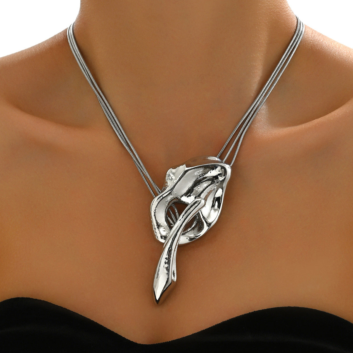 New Arrival Cross-border European American Women Necklace, Geometric Irregular Shape OT Buckle Long Clavicle Chain, Versatile Trendy Daily Neck Jewelry For Ladies
