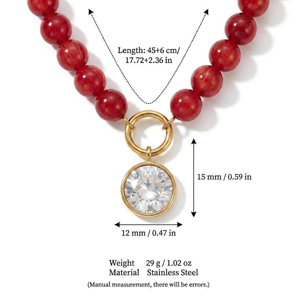 New Arrival Beaded Zircon Necklace Made Of Stainless Steel