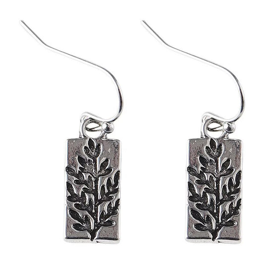 Retro Antique Silver Leaf-shaped Earrings