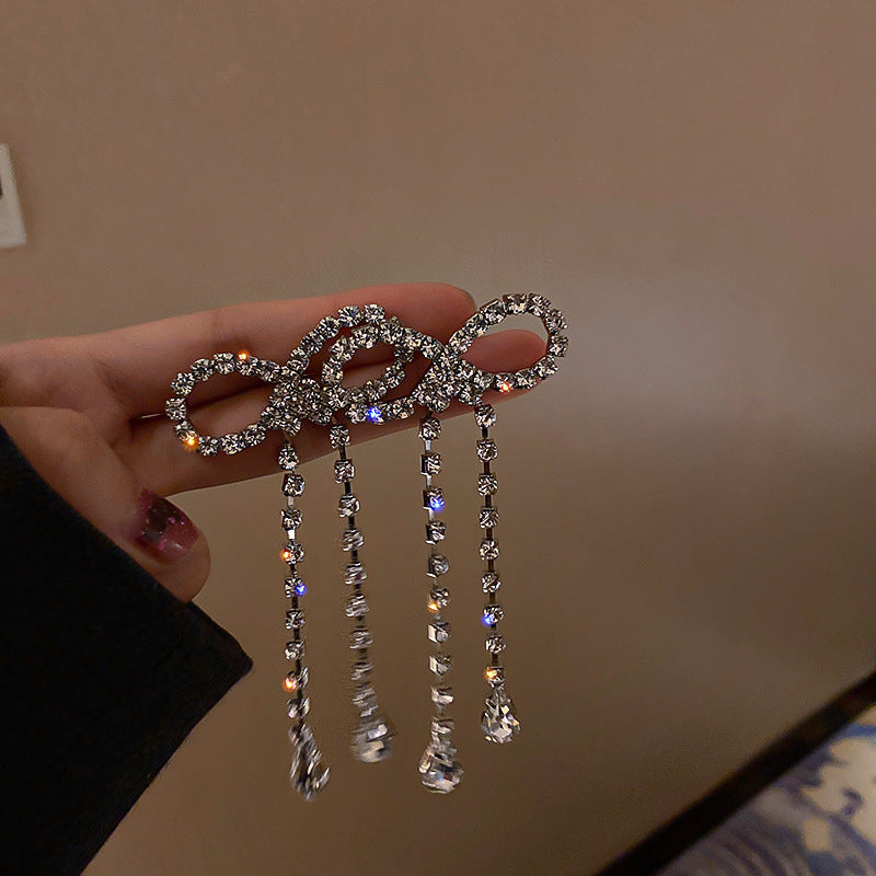 Abstract Geometric Earrings For Women Vintage Rhinestone Drop Pendant Niche Design