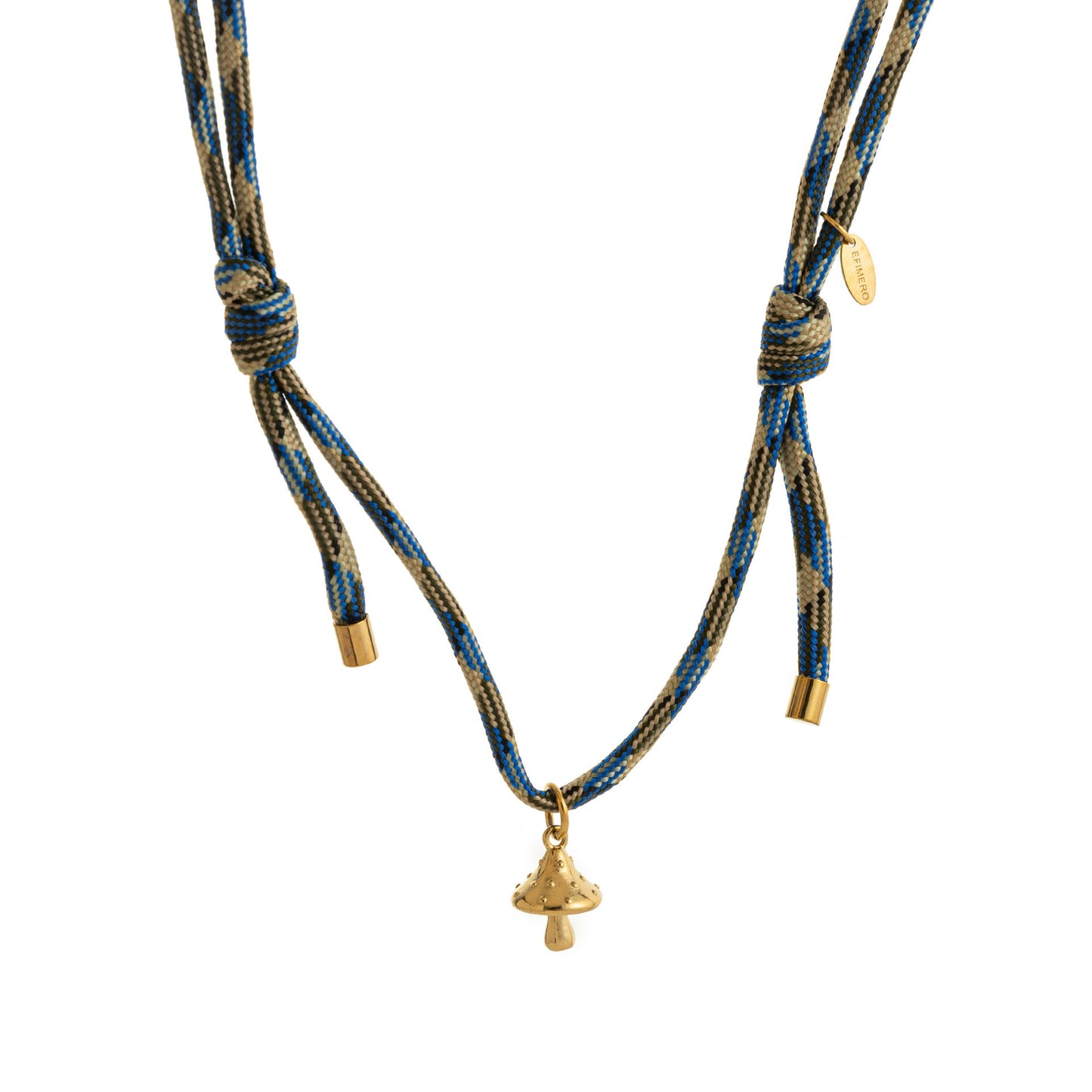 Stainless Steel Gold Mushroom Lucky Charm Necklace With Zircon Inlays