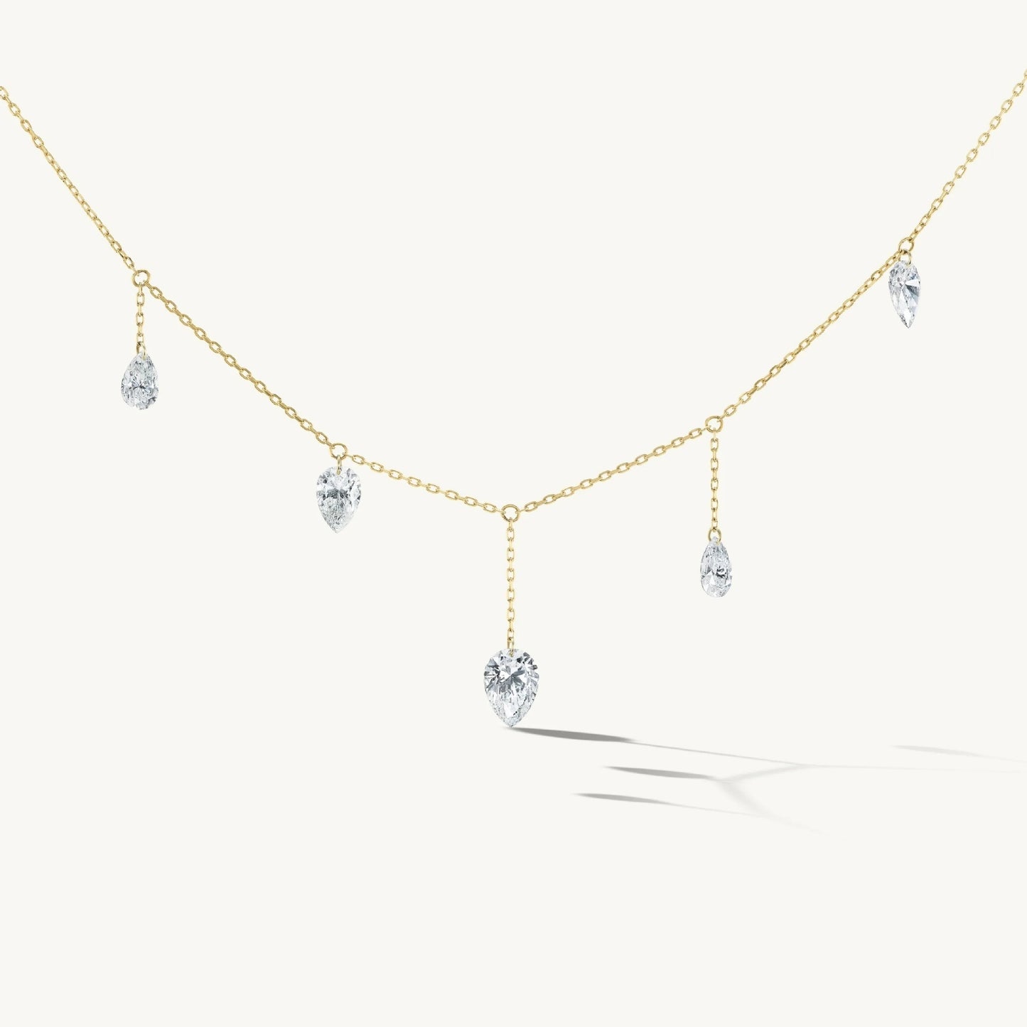 Water-drop Diamond Tassel Multi-stone Water-drop Diamond Staggered Tassel Necklace