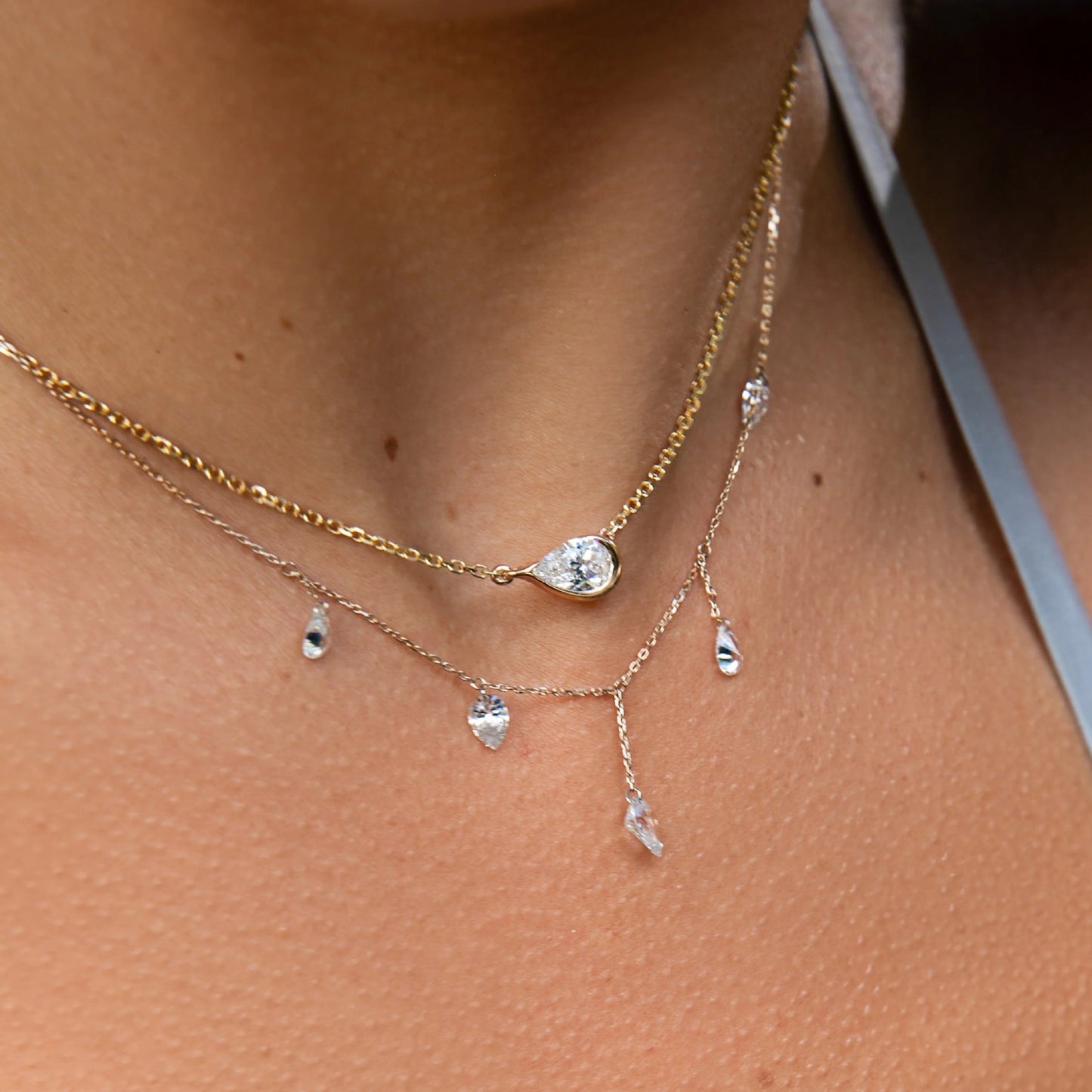 Water-drop Diamond Tassel Multi-stone Water-drop Diamond Staggered Tassel Necklace