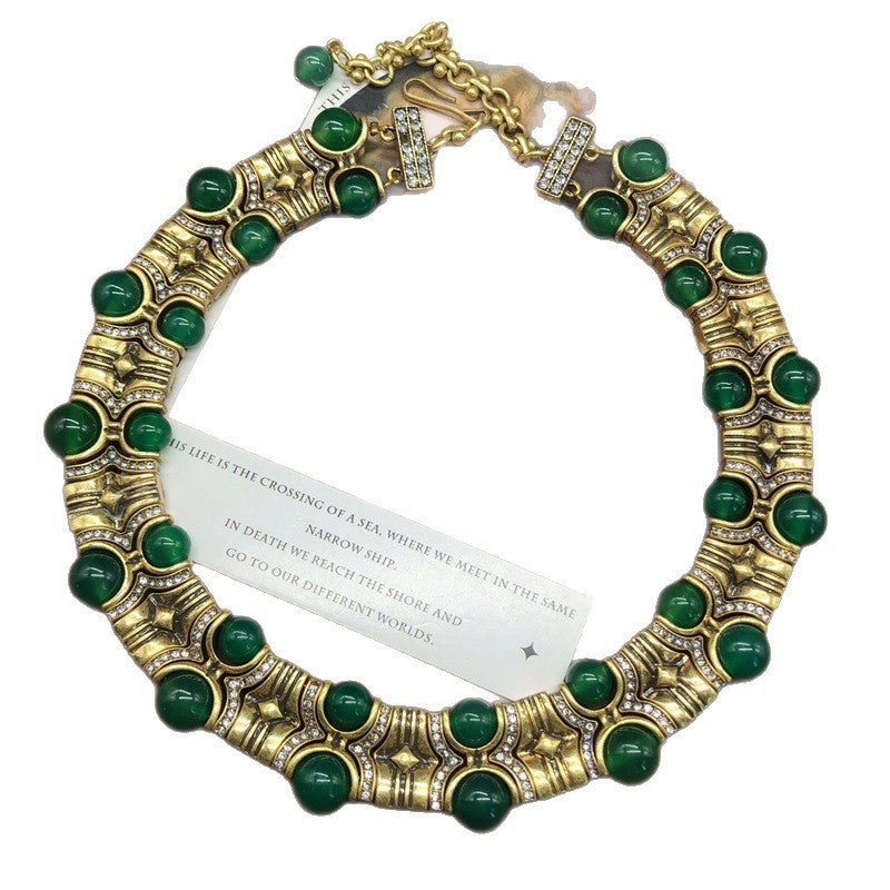 Rhinestone-encrusted Vintage Bead Necklace