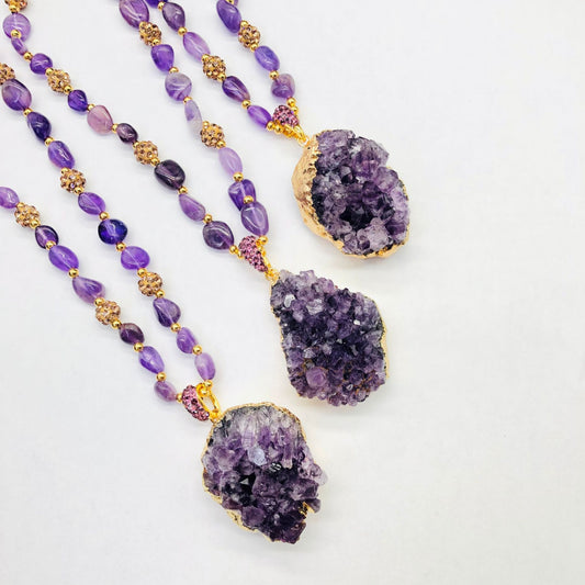 Amethyst Crystal Pendant Necklace