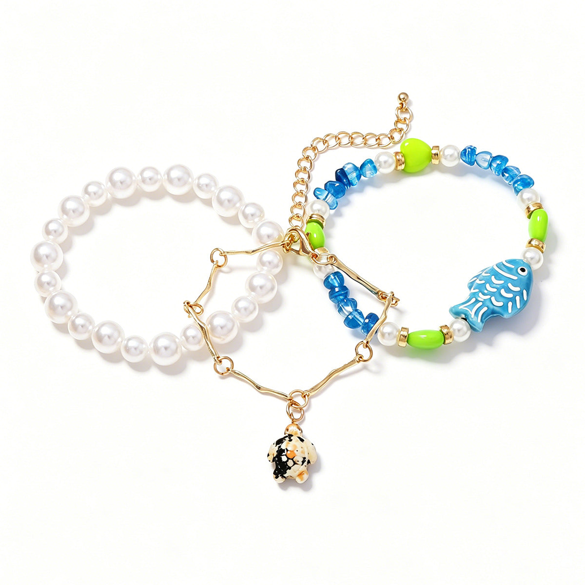 Fresh And Sweet Summer Sea Creature Pendant Beaded Bracelet