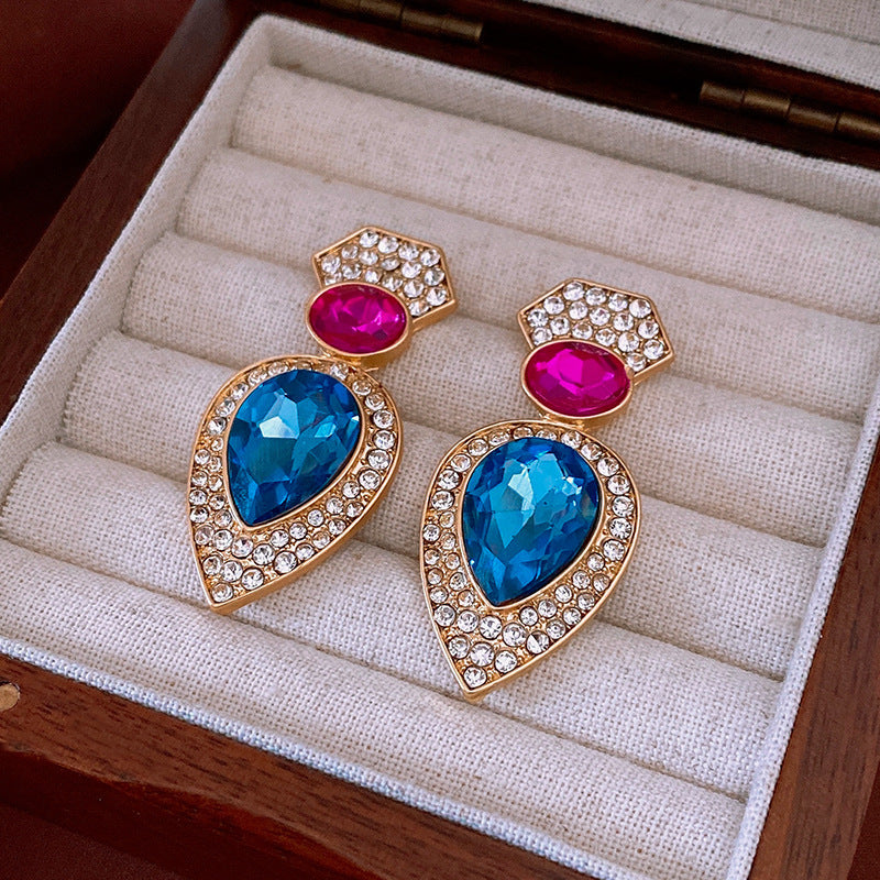 Eye Catching Vintage Zircon Stud Earrings Female Statement  Retro Fashion Gift