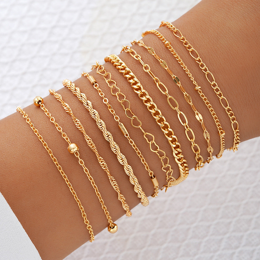 European And American Hollow Heart Cable Chain Bracelet